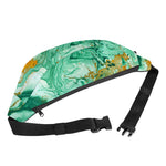 Green Gold Liquid Marble Print Fanny Pack