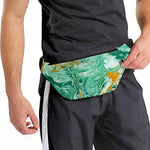 Green Gold Liquid Marble Print Fanny Pack