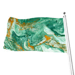 Green Gold Liquid Marble Print Flag