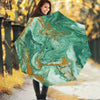 Green Gold Liquid Marble Print Foldable Umbrella