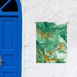 Green Gold Liquid Marble Print Garden Flag