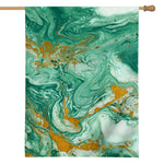 Green Gold Liquid Marble Print House Flag