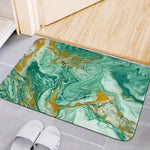 Green Gold Liquid Marble Print Indoor Door Mat