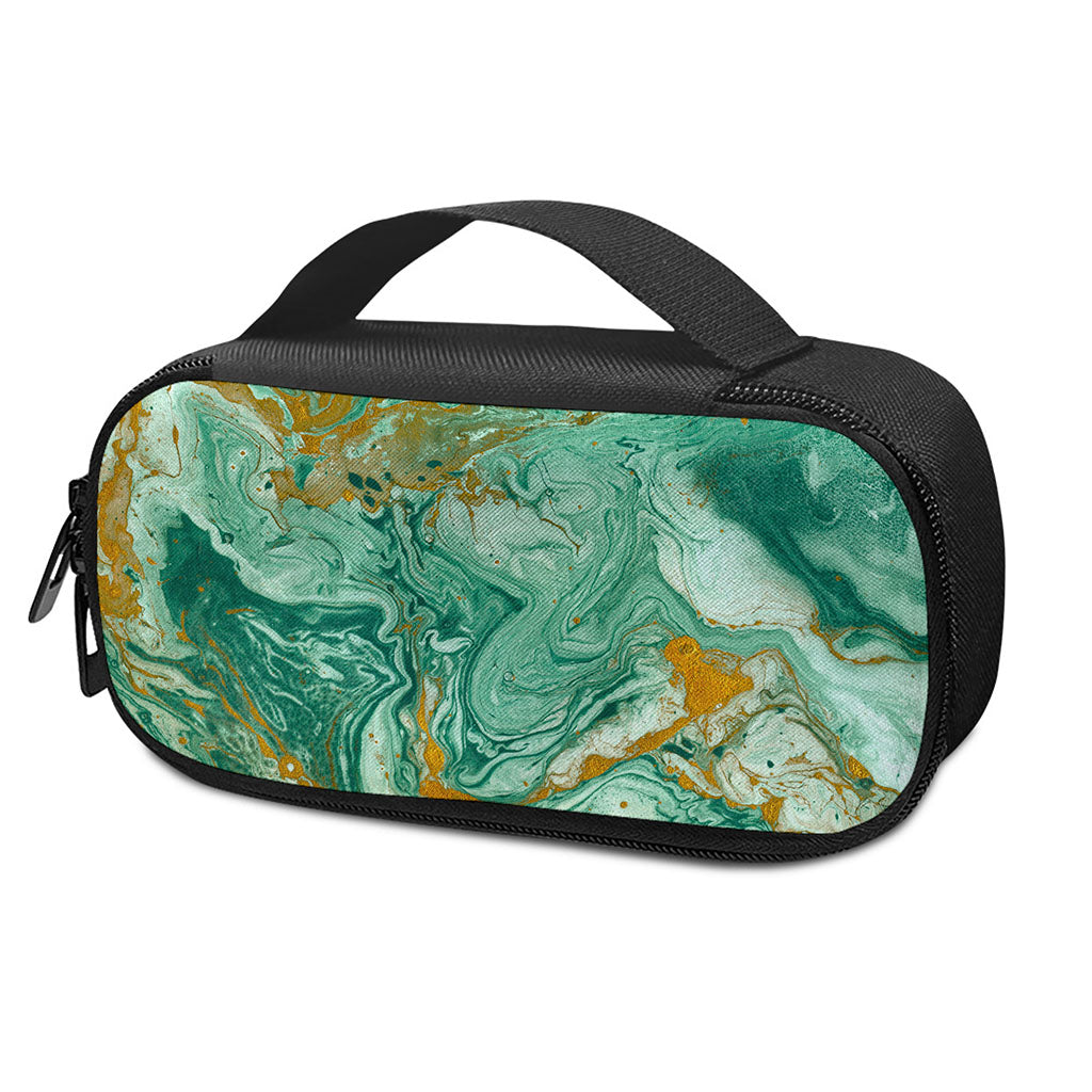 Green Gold Liquid Marble Print Insulin Cooler Travel Case