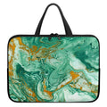 Green Gold Liquid Marble Print Laptop Sleeve With Handle