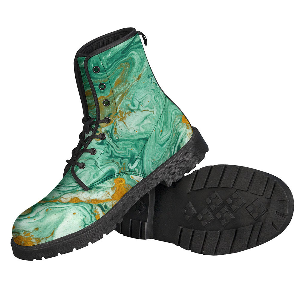 Green Gold Liquid Marble Print Backpack