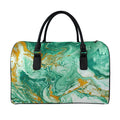 Green Gold Liquid Marble Print Leather Duffel Bag