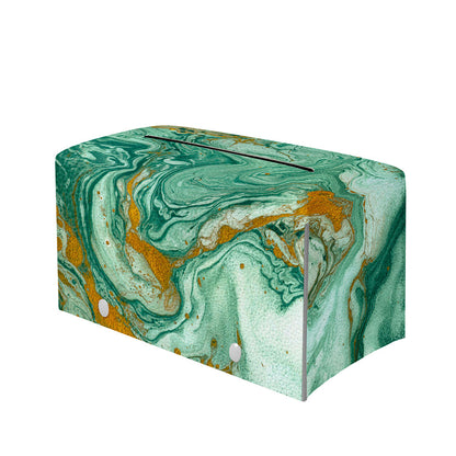 Green Gold Liquid Marble Print Leather Tissue Box Cover