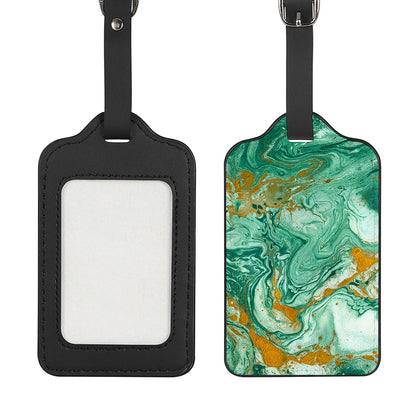 Green Gold Liquid Marble Print Luggage Tag