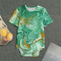 Green Gold Liquid Marble Print Men's Bodysuit
