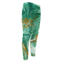 Green Gold Liquid Marble Print Men's Compression Pants