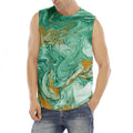 Green Gold Liquid Marble Print Men's Fitness Tank Top