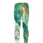 Green Gold Liquid Marble Print Men's leggings