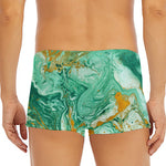 Green Gold Liquid Marble Print Men's Short Boxer Briefs
