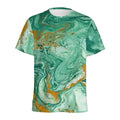 Green Gold Liquid Marble Print Men's Athletic T-Shirt