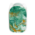 Green Gold Liquid Marble Print Mesh Laundry Hamper