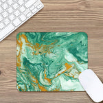 Green Gold Liquid Marble Print Mouse Pad