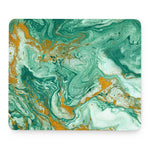 Green Gold Liquid Marble Print Mouse Pad