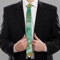 Green Gold Liquid Marble Print Necktie