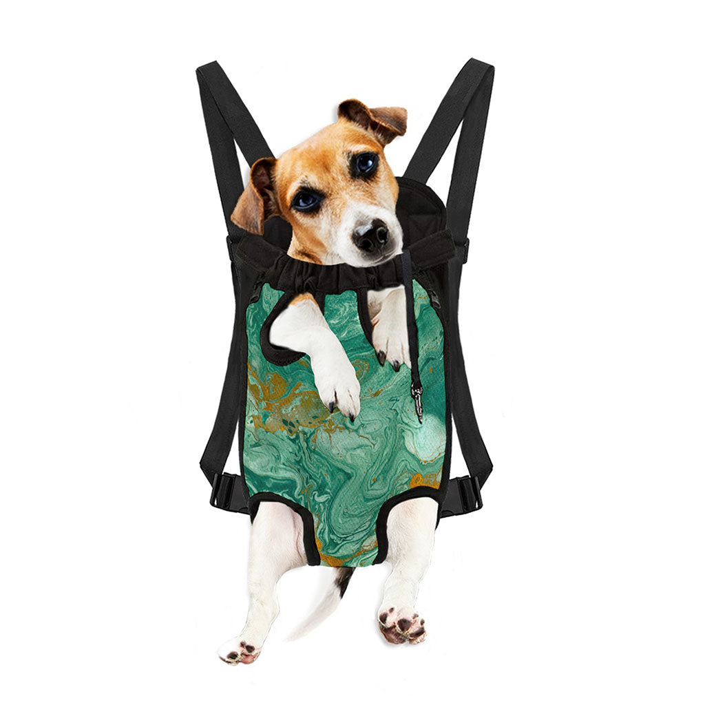 Green Gold Liquid Marble Print Pet Carrier Backpack