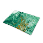 Green Gold Liquid Marble Print Pet Cooling Mat Cover