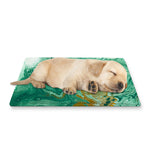 Green Gold Liquid Marble Print Pet Cooling Mat Cover