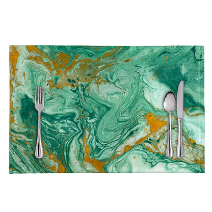 Green Gold Liquid Marble Print Placemat