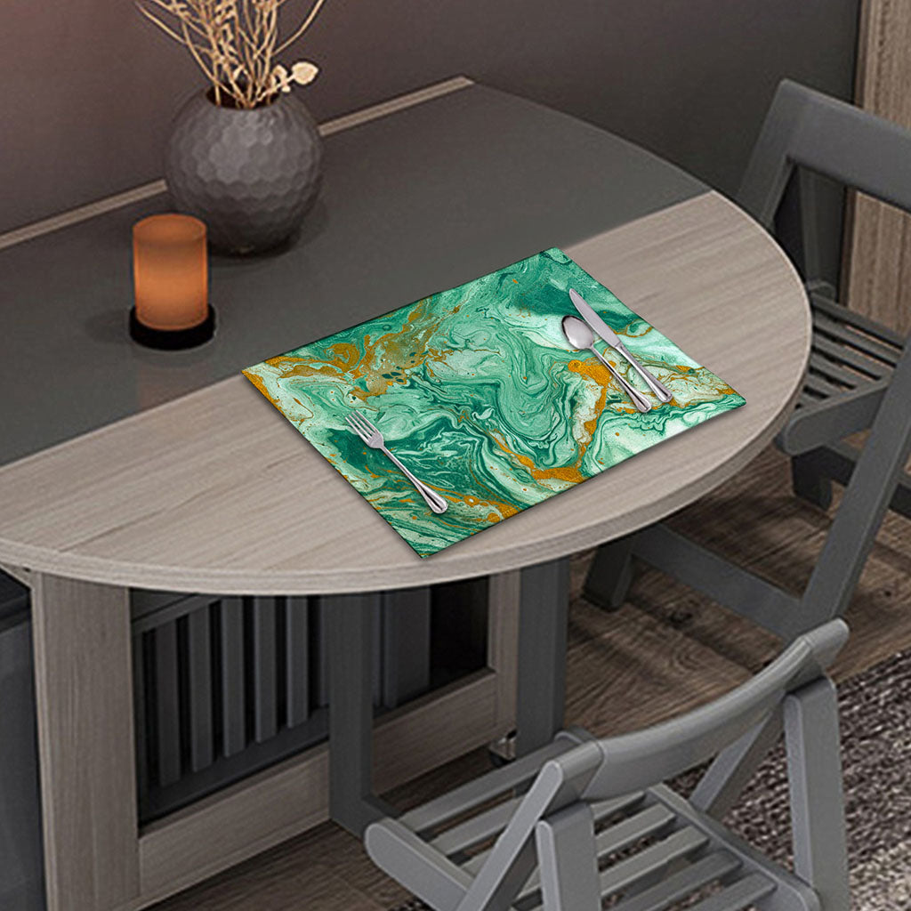 Green Gold Liquid Marble Print Placemat