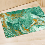 Green Gold Liquid Marble Print Polyester Doormat