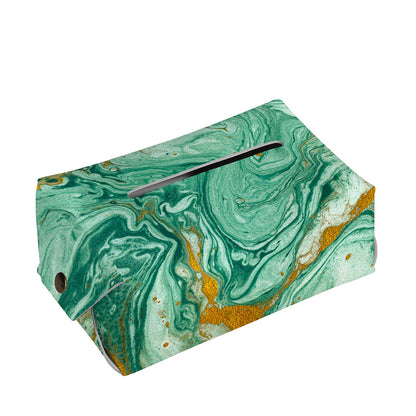 Green Gold Liquid Marble Print Rectangle Tissue Box Cover