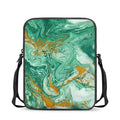 Green Gold Liquid Marble Print Rectangular Crossbody Bag