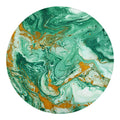 Green Gold Liquid Marble Print Round Blanket