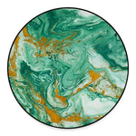 Green Gold Liquid Marble Print Round Floor Mat