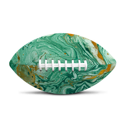 Green Gold Liquid Marble Print Rugby Ball