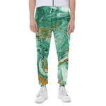 Green Gold Liquid Marble Print Scuba Joggers