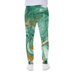Green Gold Liquid Marble Print Scuba Joggers