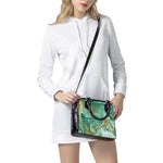 Green Gold Liquid Marble Print Shoulder Handbag