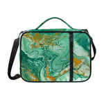 Green Gold Liquid Marble Print Shoulder Strap Bible Bag