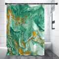 Green Gold Liquid Marble Print Shower Curtain
