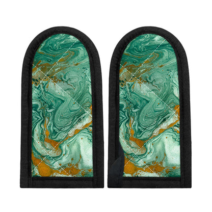 Green Gold Liquid Marble Print Skillet Handle Cover