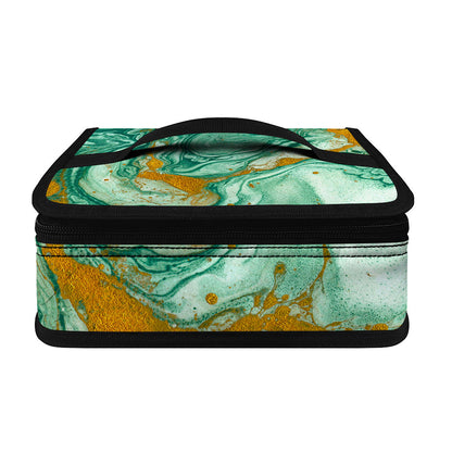 Green Gold Liquid Marble Print Small Lunch Bag