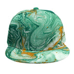 Green Gold Liquid Marble Print Snapback Cap