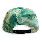 Green Gold Liquid Marble Print Snapback Cap