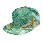 Green Gold Liquid Marble Print Snapback Cap