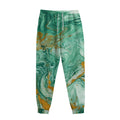 Green Gold Liquid Marble Print Sweatpants