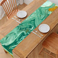 Green Gold Liquid Marble Print Table Runner