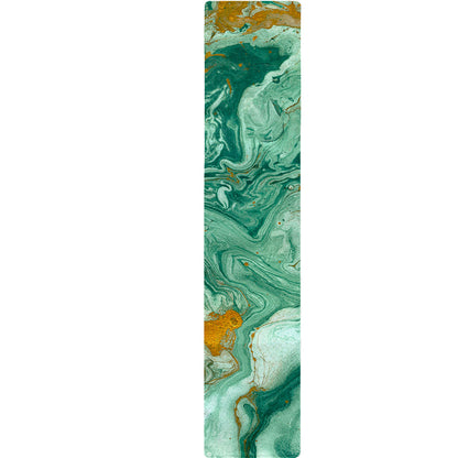 Green Gold Liquid Marble Print Table Runner