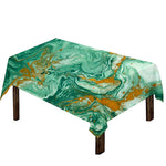 Green Gold Liquid Marble Print Tablecloth