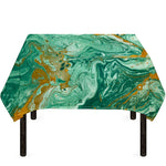 Green Gold Liquid Marble Print Tablecloth