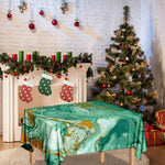 Green Gold Liquid Marble Print Tablecloth